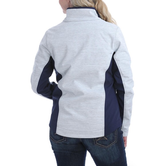 Cinch Womens Bonded Jacket Grey Navy Blue Full Zip Fleece Lined Mock Neck - Picture 2 of 9